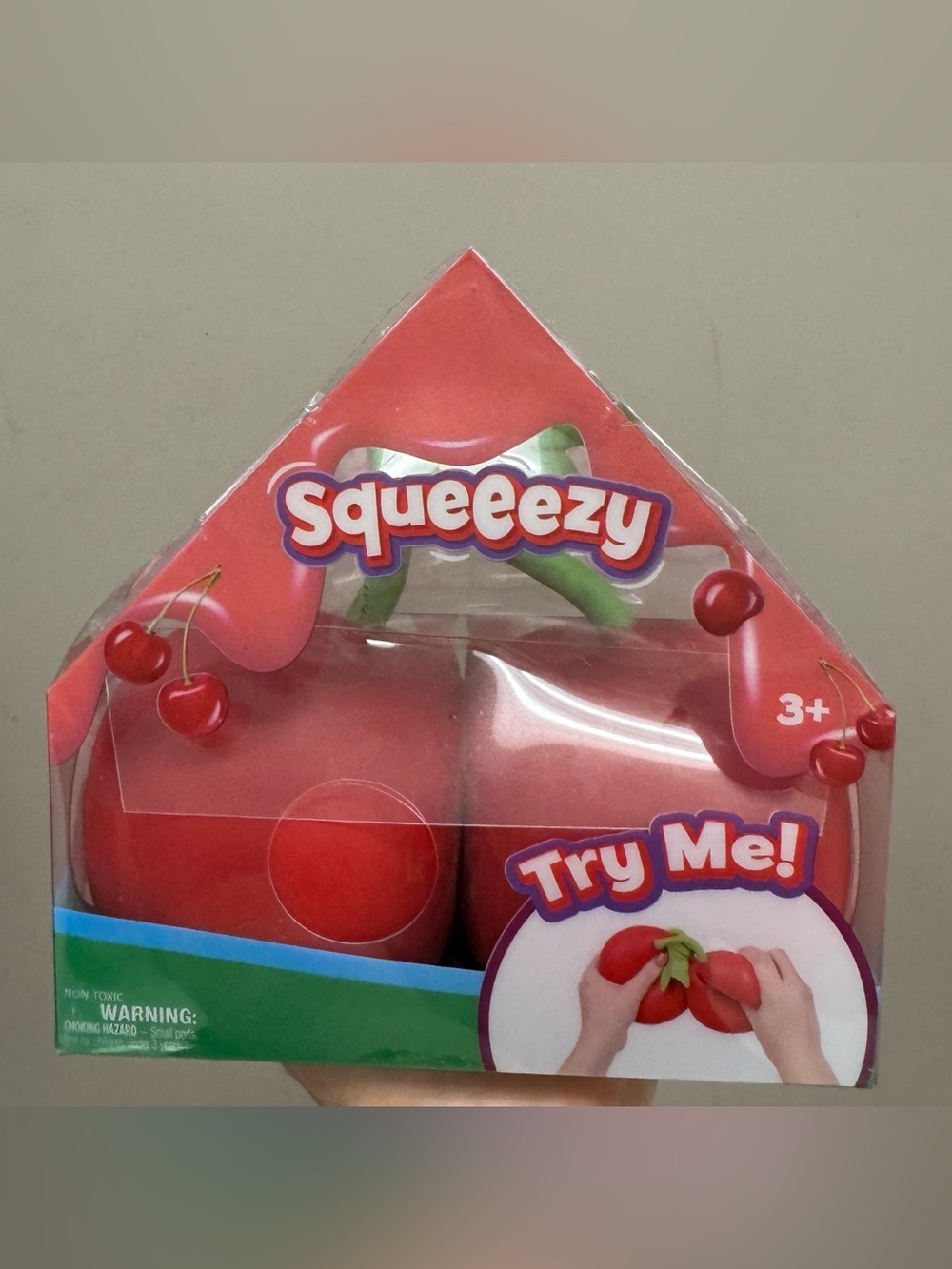 Squeeezy Squeezy Red Cherry Squishy Toy NIB